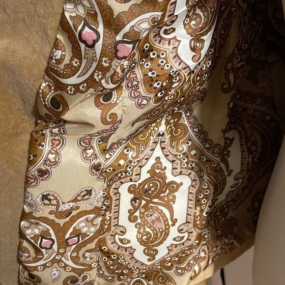 Old Navy (Est. 1994) Vintage Tan Velvet Blazer Floral Lining in Size Medium - Picture 8 of 9